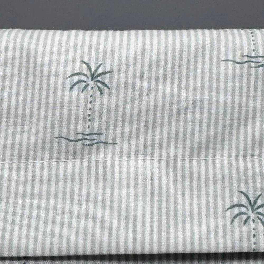 4pc Tommy Bahama KEW PALMS Trees Stripe QUEEN Sheet Set Tropical Cotton Percale